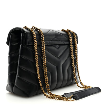 Saint Laurent Calfskin Y Quilted Monogram Small Loulou Chain Satchel Black 3 of 9