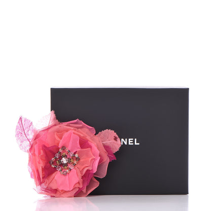 Chanel Fabric Bead CC Camellia Brooch Pink 5 of 6