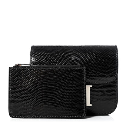 Hermes Lizard Constance Slim Wallet Black 2 of 9