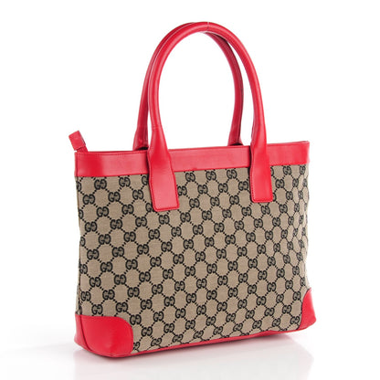 Gucci GG Monogram Zippered Tote Navy Red 3 of 7