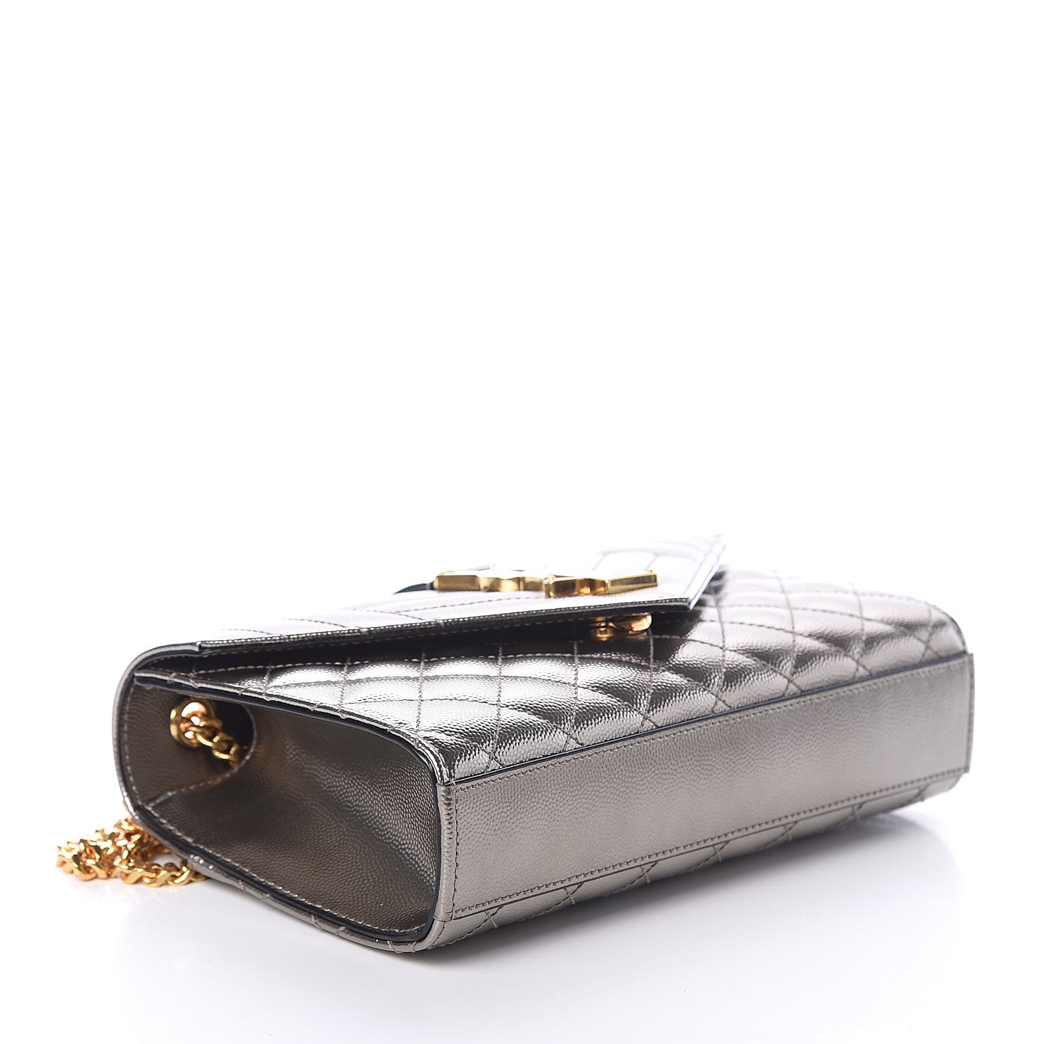 Saint Laurent Grain De Poudre Tri-Quilt Small College Monogram Satchel Piombo 3 of 7