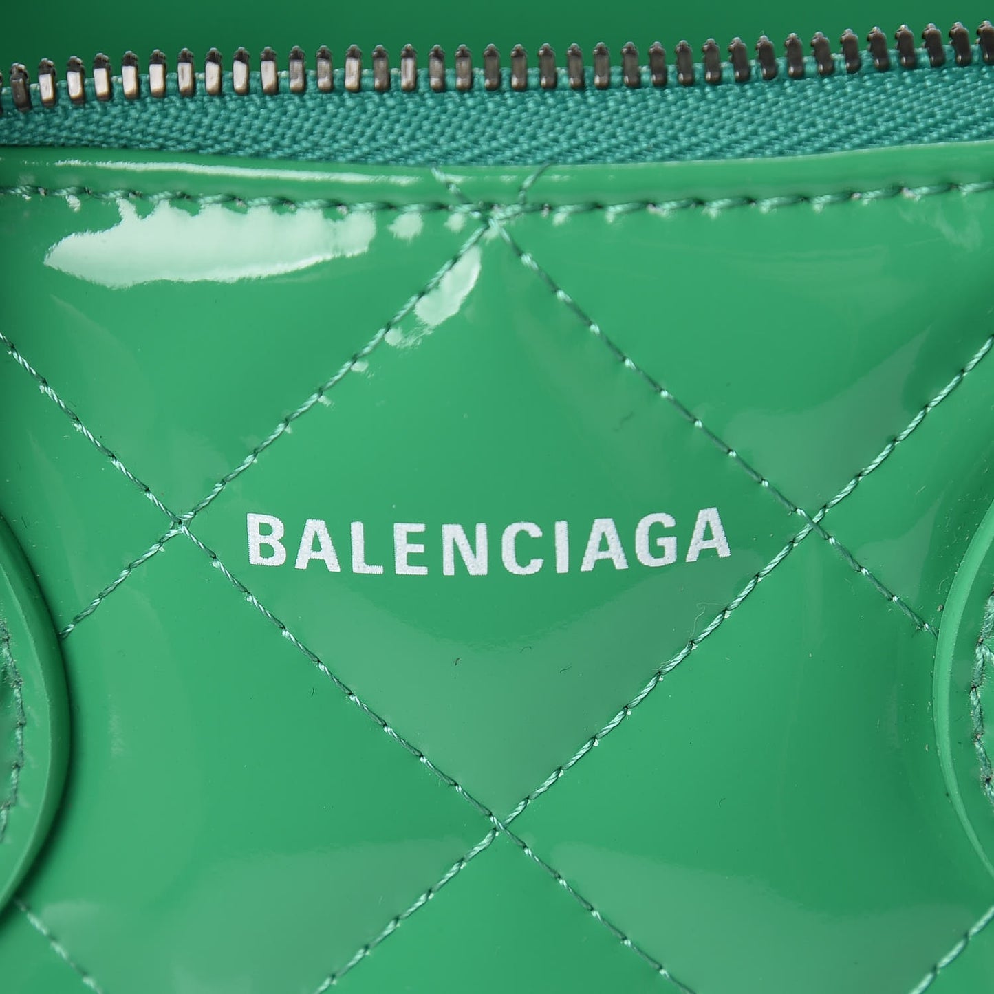 Faux Patent Quilted XXS Ville Top Handle Bag Green