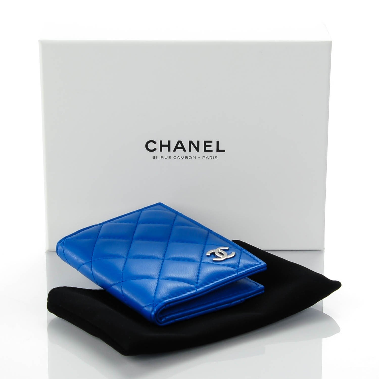 Chanel Lambskin Quilted Card Holder Wallet Blue 4 of 7