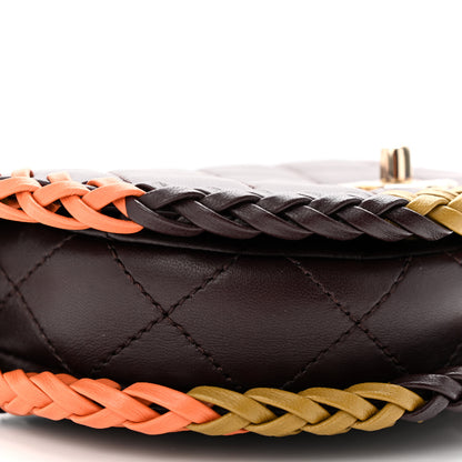 Chanel Lambskin Quilted Braided Mini Messenger Flap Dark Purple Khaki Orange 9 of 10