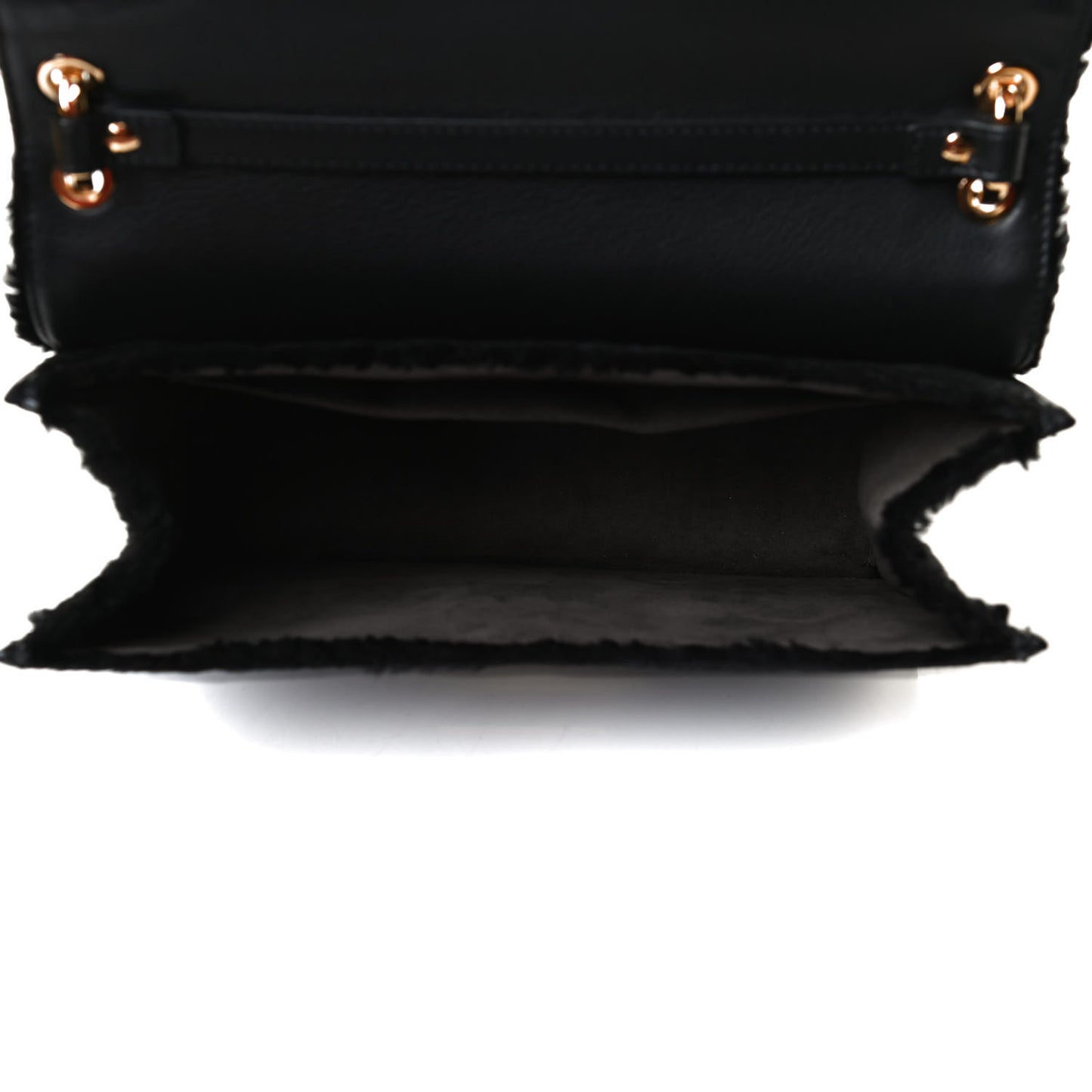 Velluto Astrakan Vitello Dolce F is Fendi Kan I Shoulder Bag Black