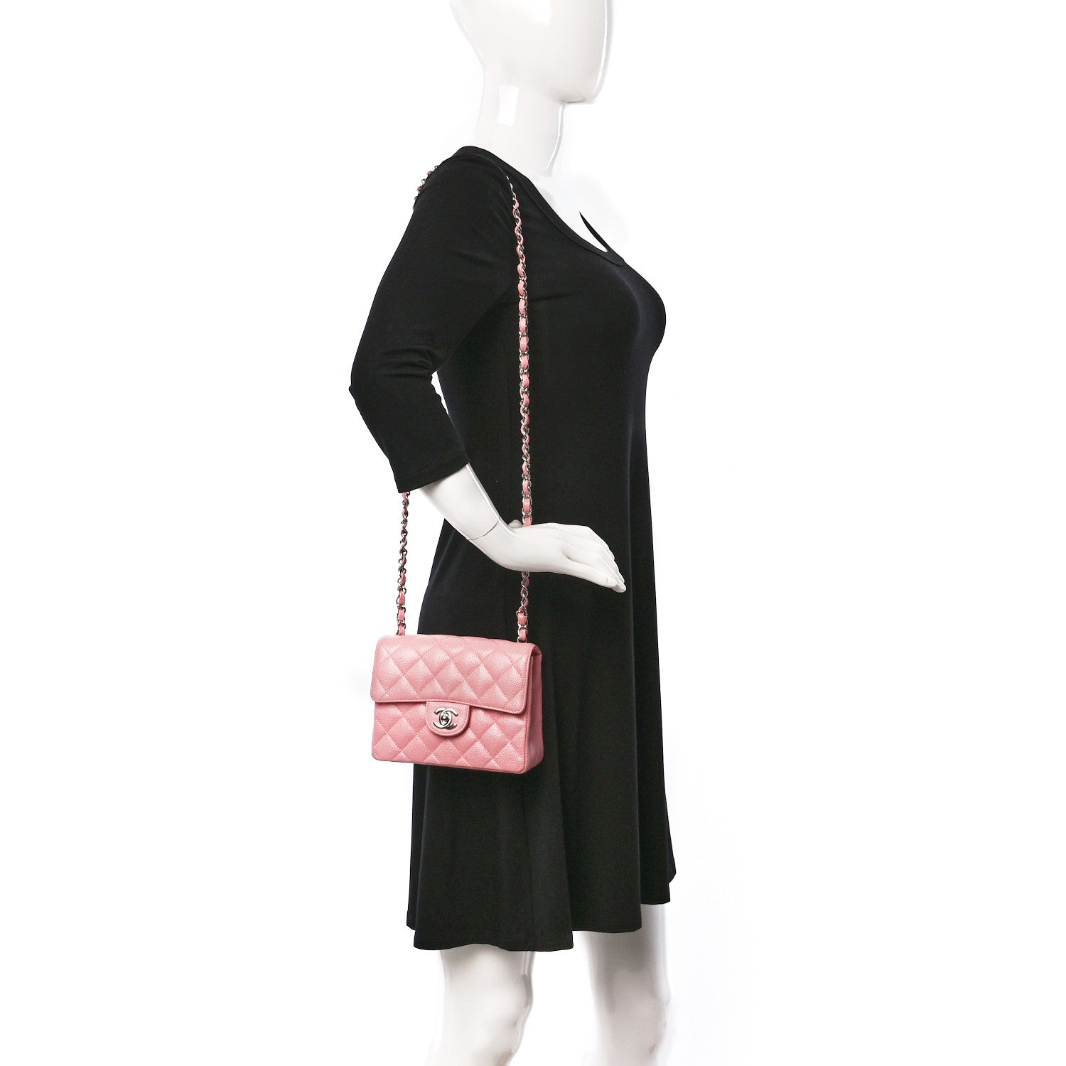 Chanel Caviar Quilted Mini Square Flap Pink 2 of 9