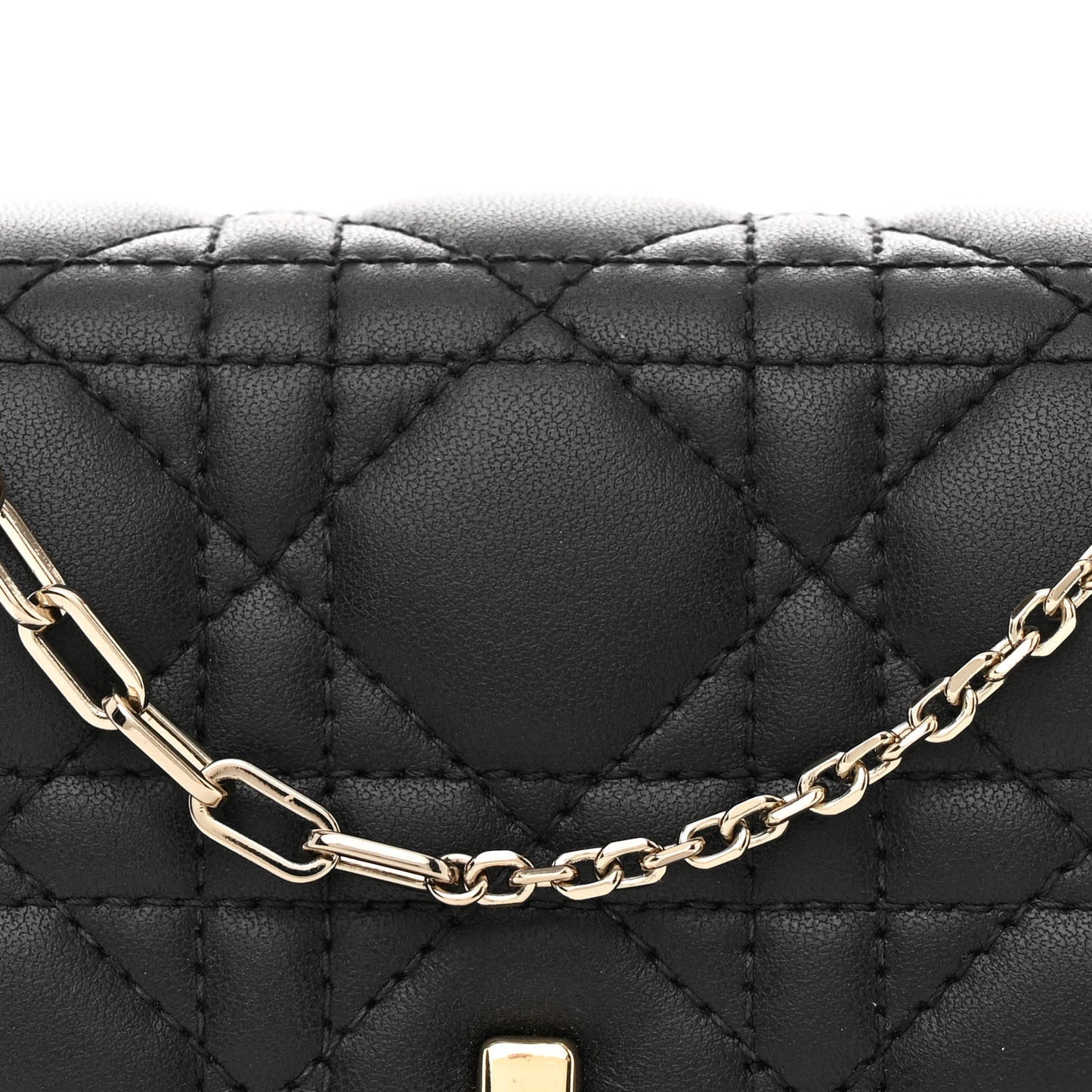 Lambskin Cannage Lady Dior Chain Pouch Black