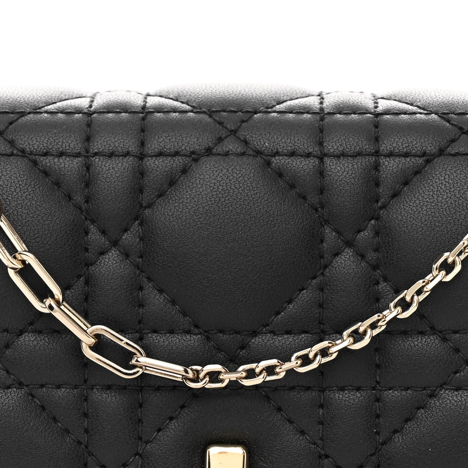 Christian Dior Lambskin Cannage Lady Dior Chain Pouch Black 7 of 9