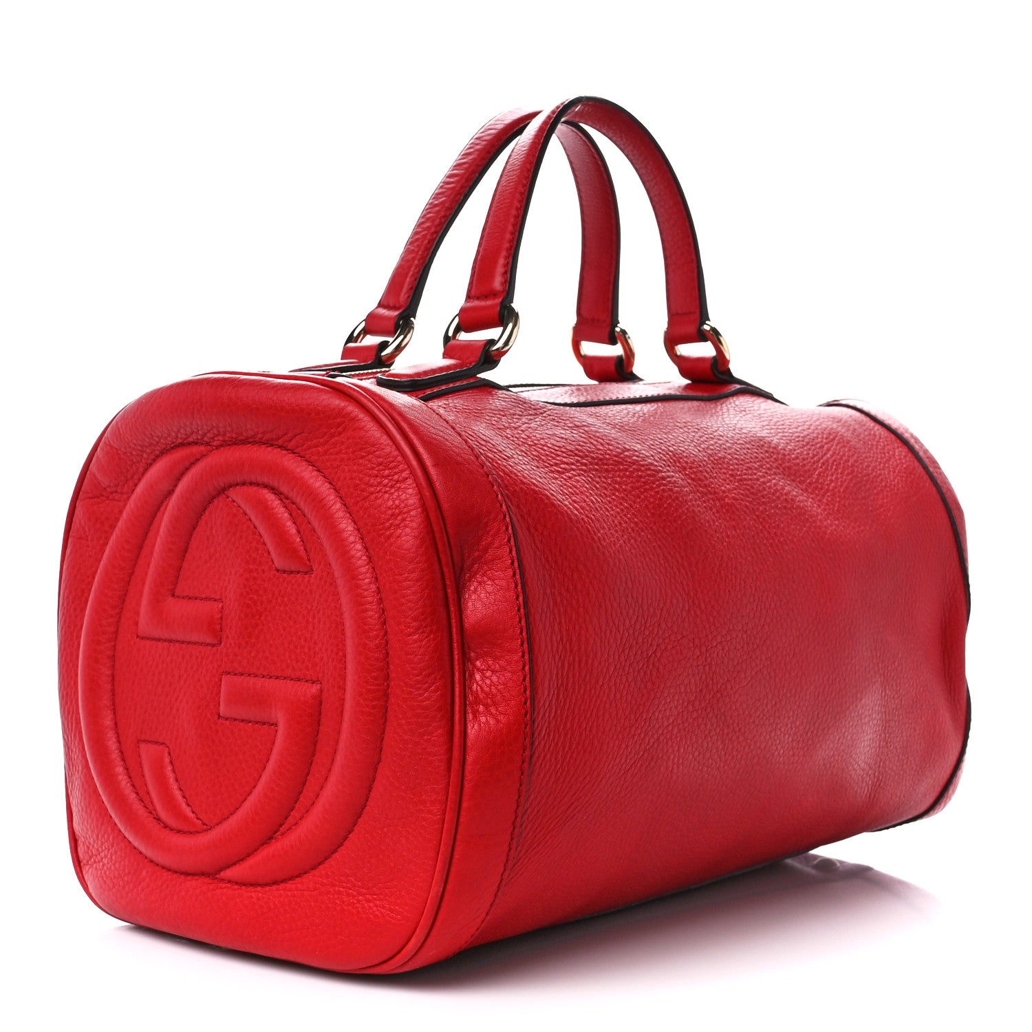 Gucci Pebbled Calfskin Medium Soho Boston Red 3 of 14