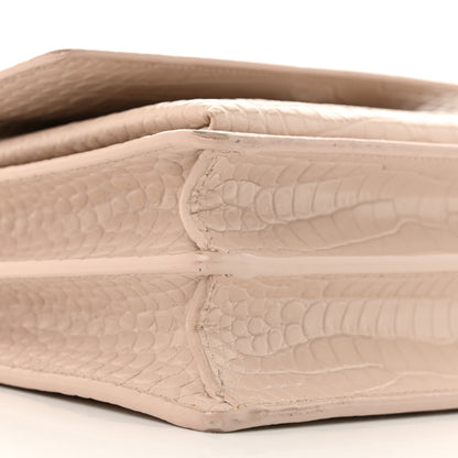 Saint Laurent Calfskin Crocodile Embossed Medium Monogram Sunset Rose Antic 10 of 14