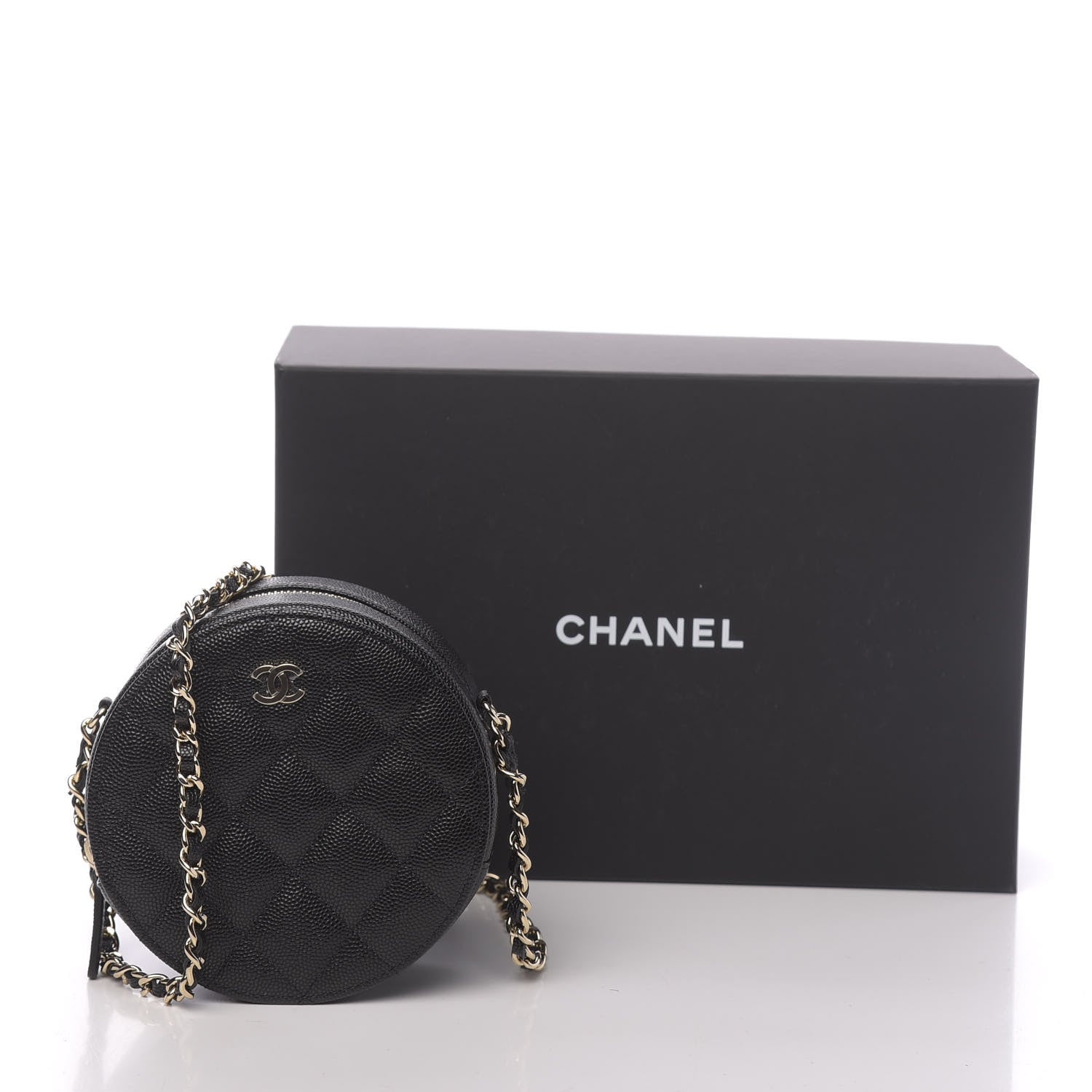 Chanel Caviar Quilted Round Clutch With Chain Black 11 of 11