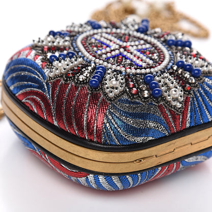 Gucci Brocade Pearl Beaded Sandy Flow Chain Clutch Multicolor 7 of 10