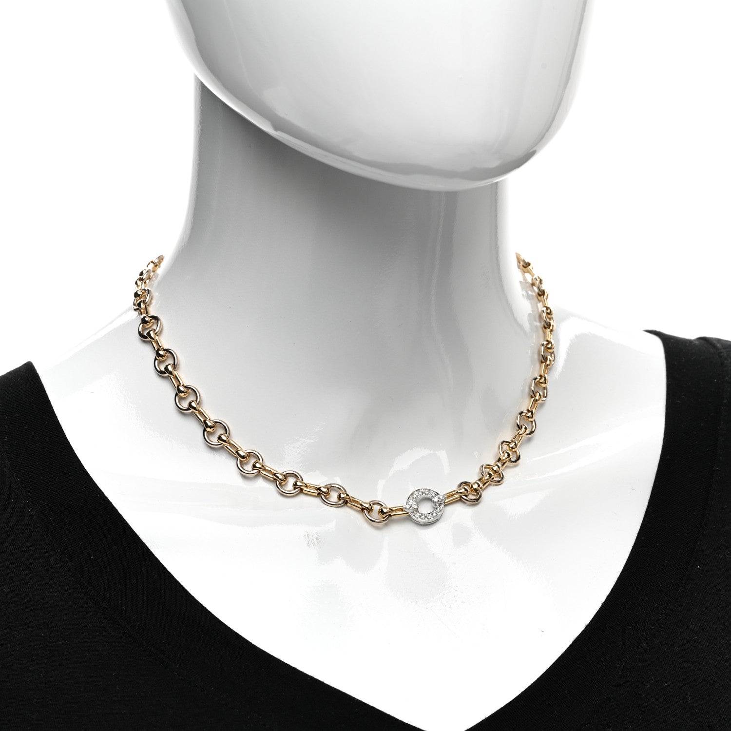 Cartier 18K Yellow White Gold Diamond Link Necklace 2 of 4