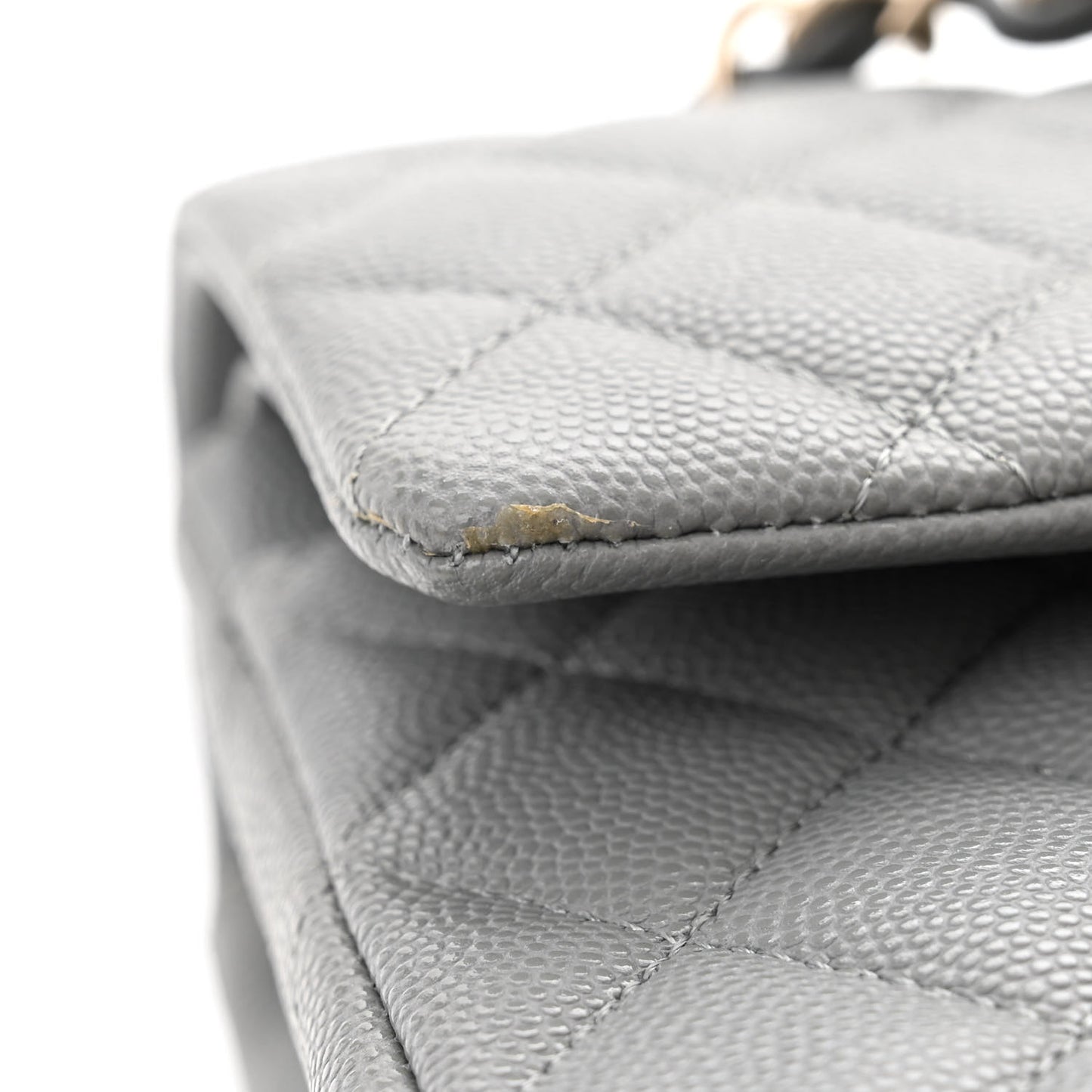 Caviar Quilted Medium Double Flap Grey