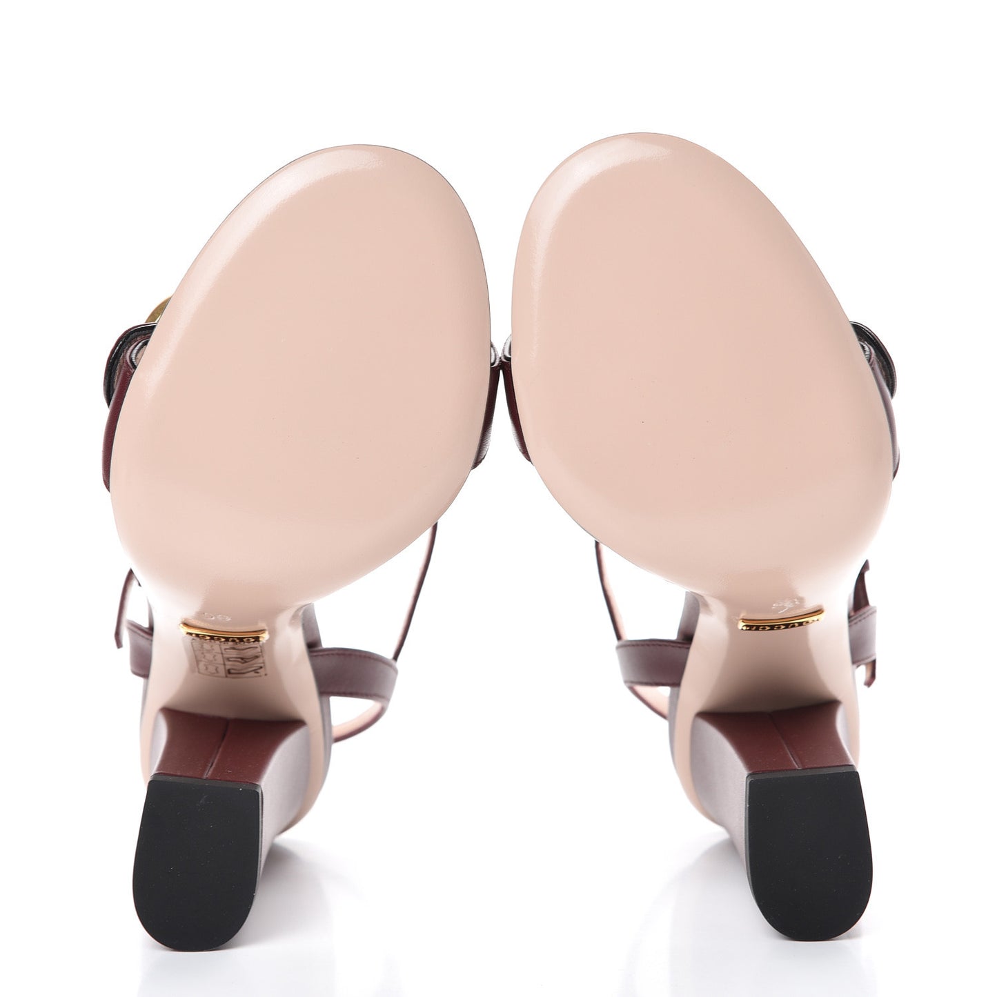 Lifford Calfskin GG Marmont Ankle Wrap 105mm Sandals 36 Vintage Bordeaux