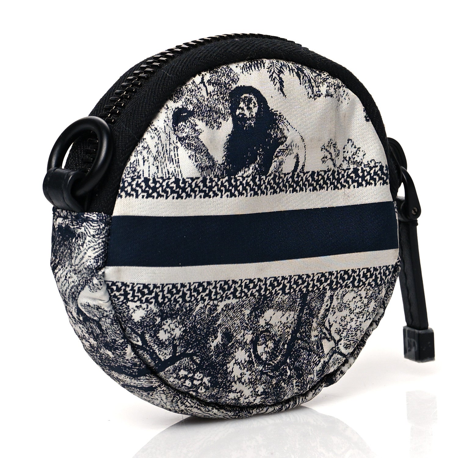 Christian Dior Technical Fabric Embroidered Toile De Jouy DiorTravel Round Coin Purse Blue 4 of 8