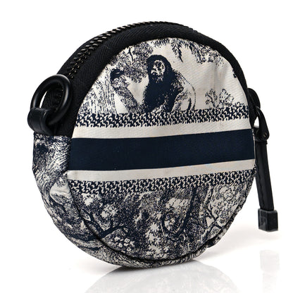 Christian Dior Technical Fabric Embroidered Toile De Jouy DiorTravel Round Coin Purse Blue 4 of 8