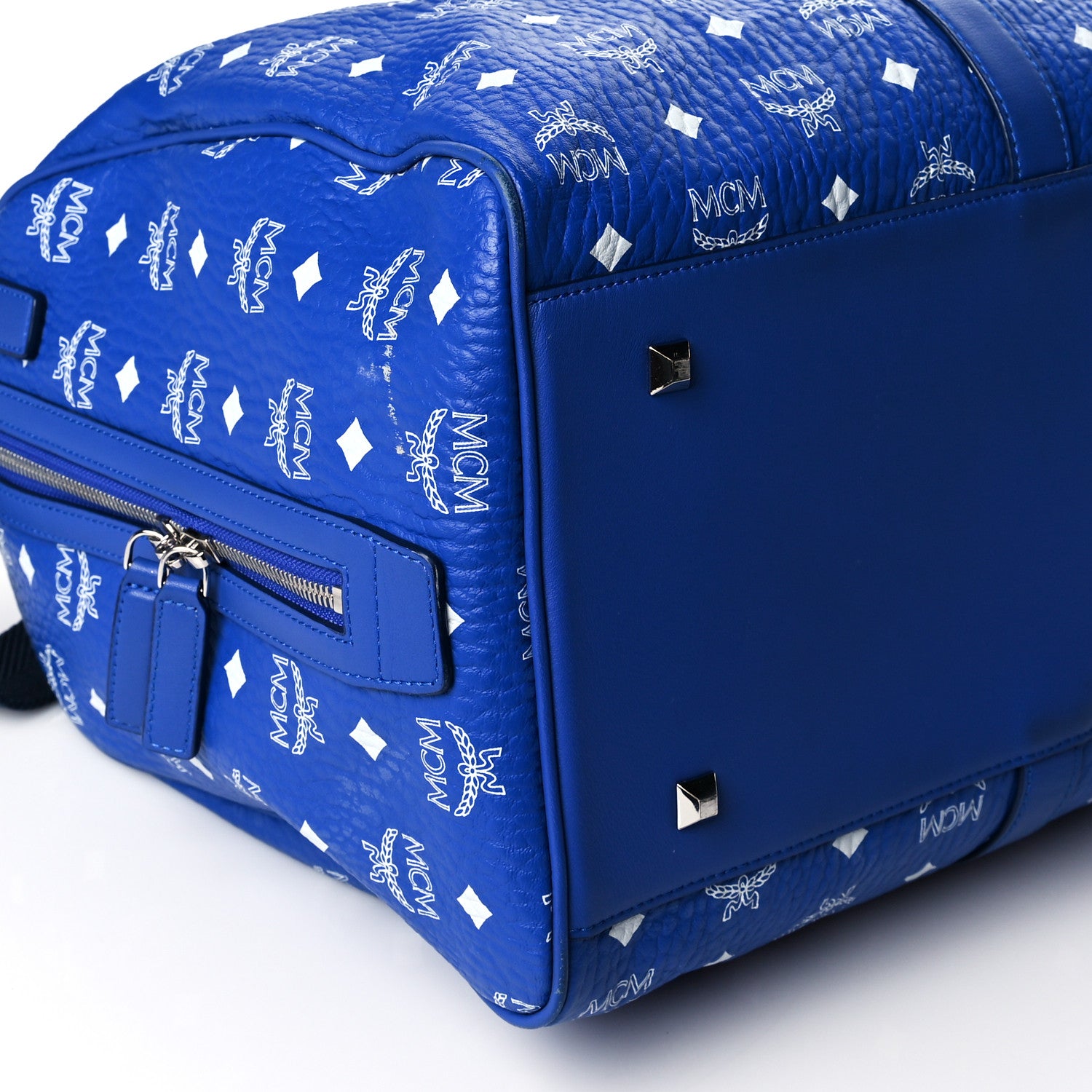 MCM Visetos Medium Traveler Weekender Duffle Bag Blue 8 of 10