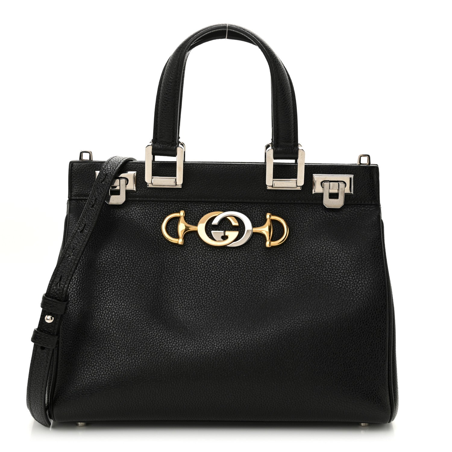 Gucci Grainy Calfskin Small Zumi Top Handle Bag Black 1 of 10