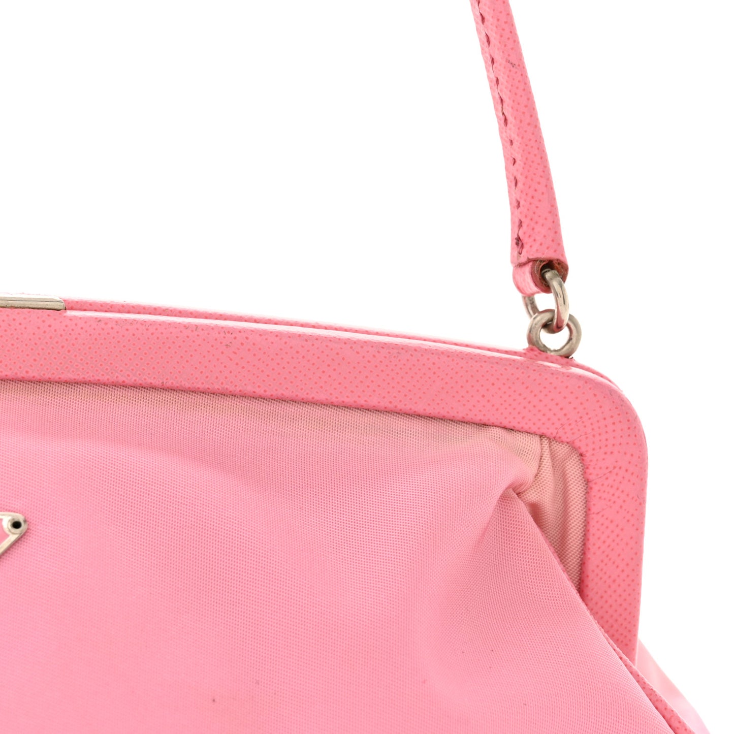 Tessuto Nylon Saffiano Kisslock Shoulder Bag Rosa