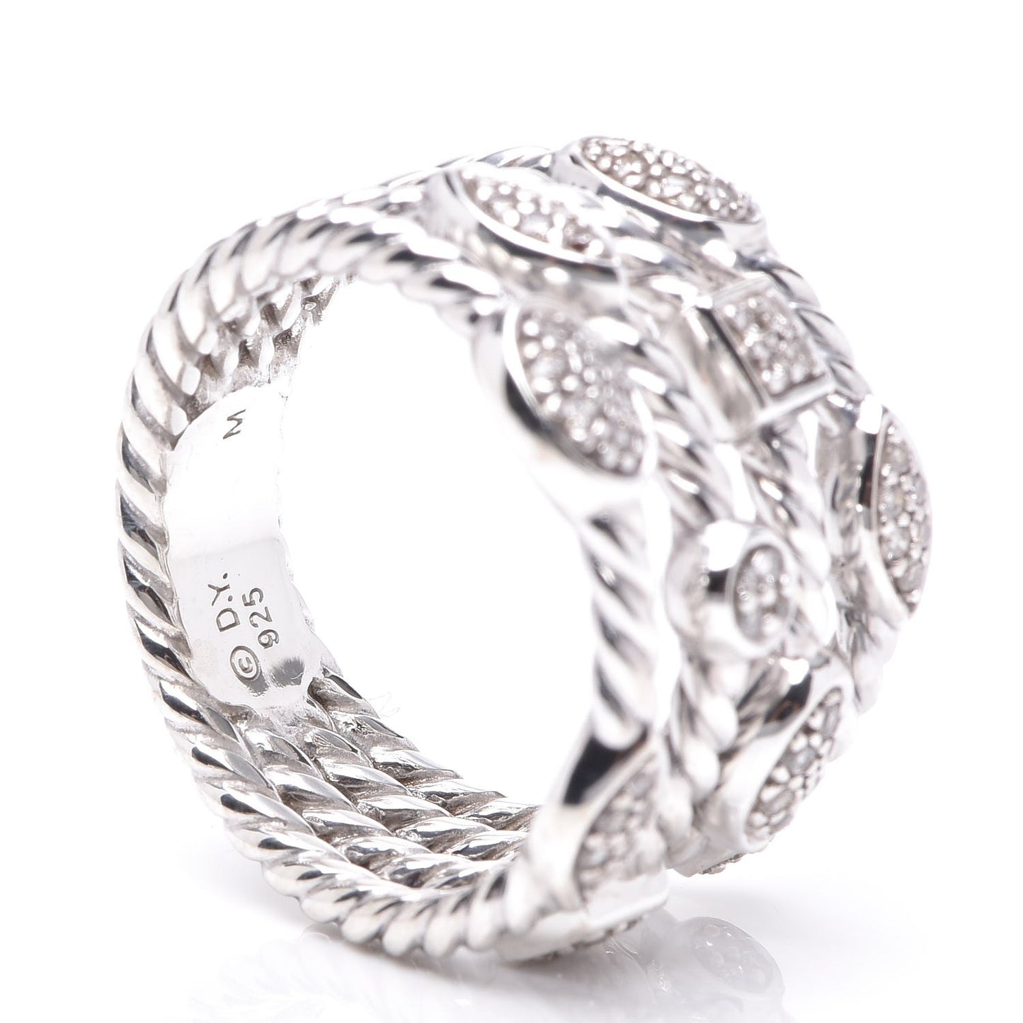 Sterling Silver Diamond Confetti 4 Row Ring 52 6