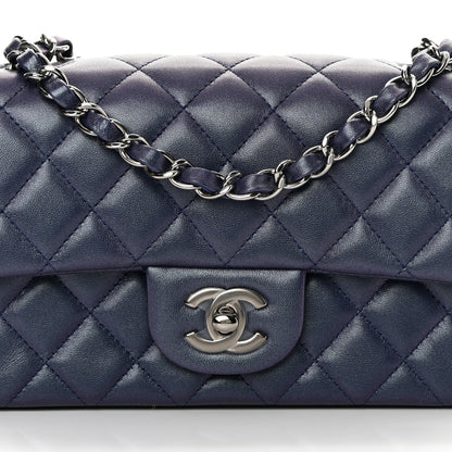 Chanel Iridescent Lambskin Quilted Mini Rectangular Flap Dark Purple 8 of 10