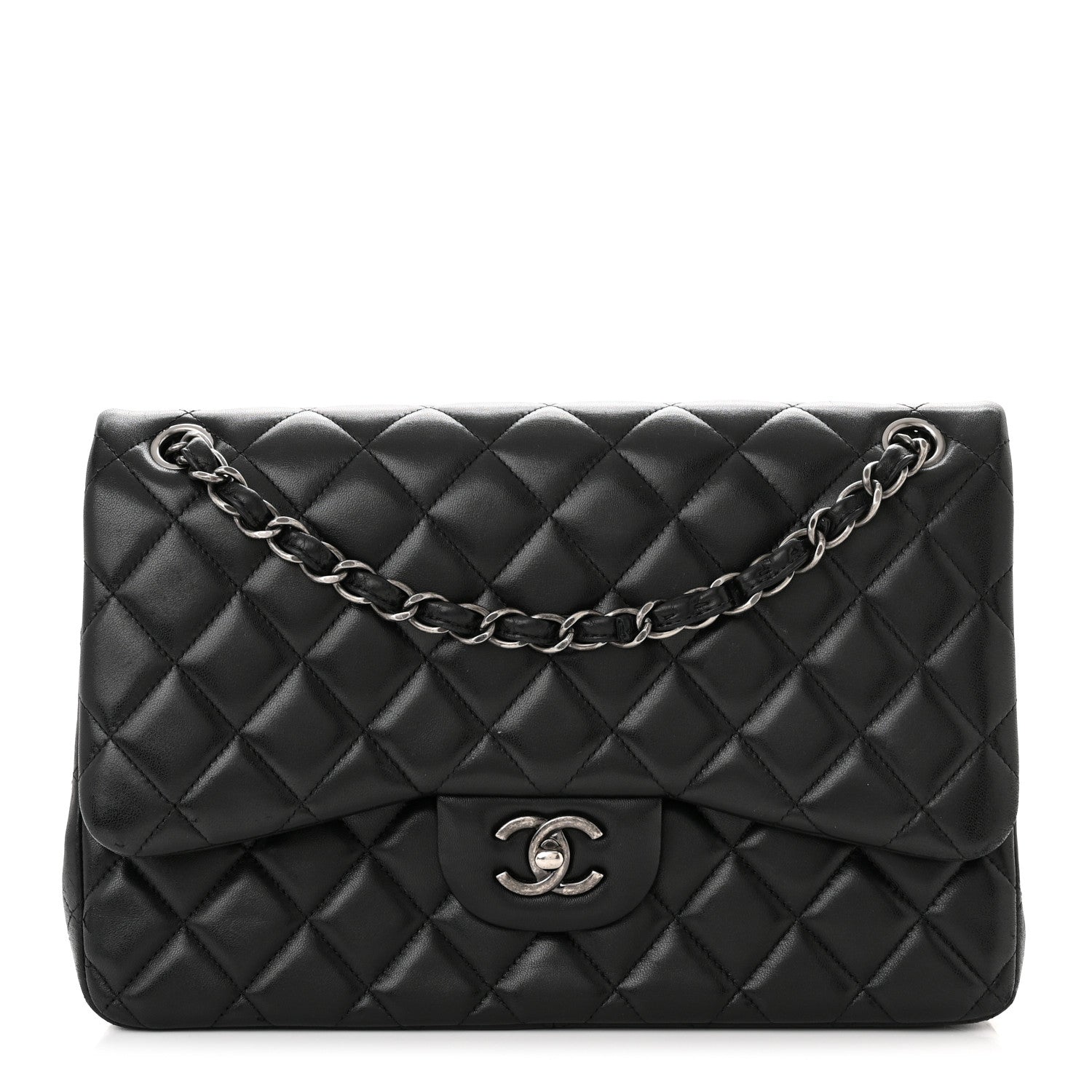 Chanel Lambskin Quilted Jumbo Double Flap Black 1 of 12