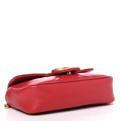 Gucci Calfskin Matelasse Super Mini GG Marmont Shoulder Bag Hibiscus Red 3 of 4