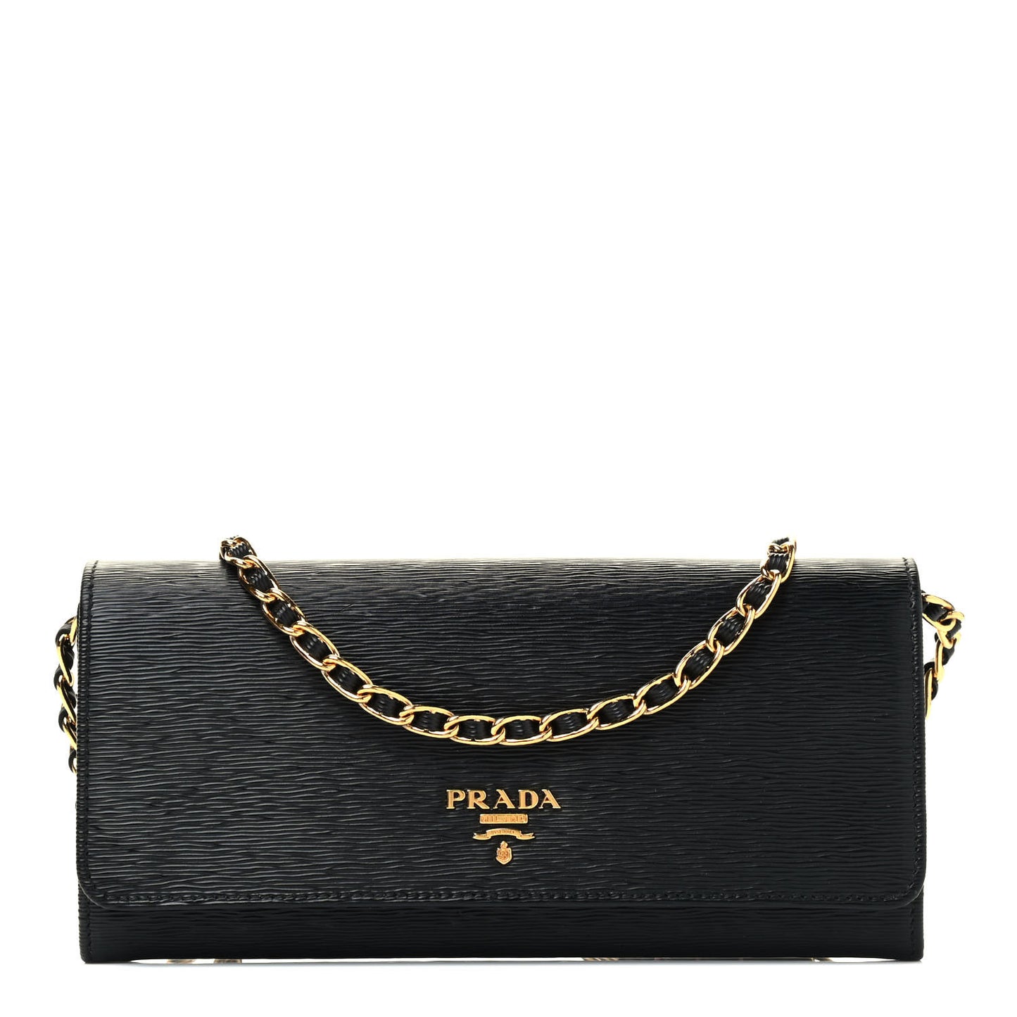 Vitello Move Metal Oro Chain Wallet Black