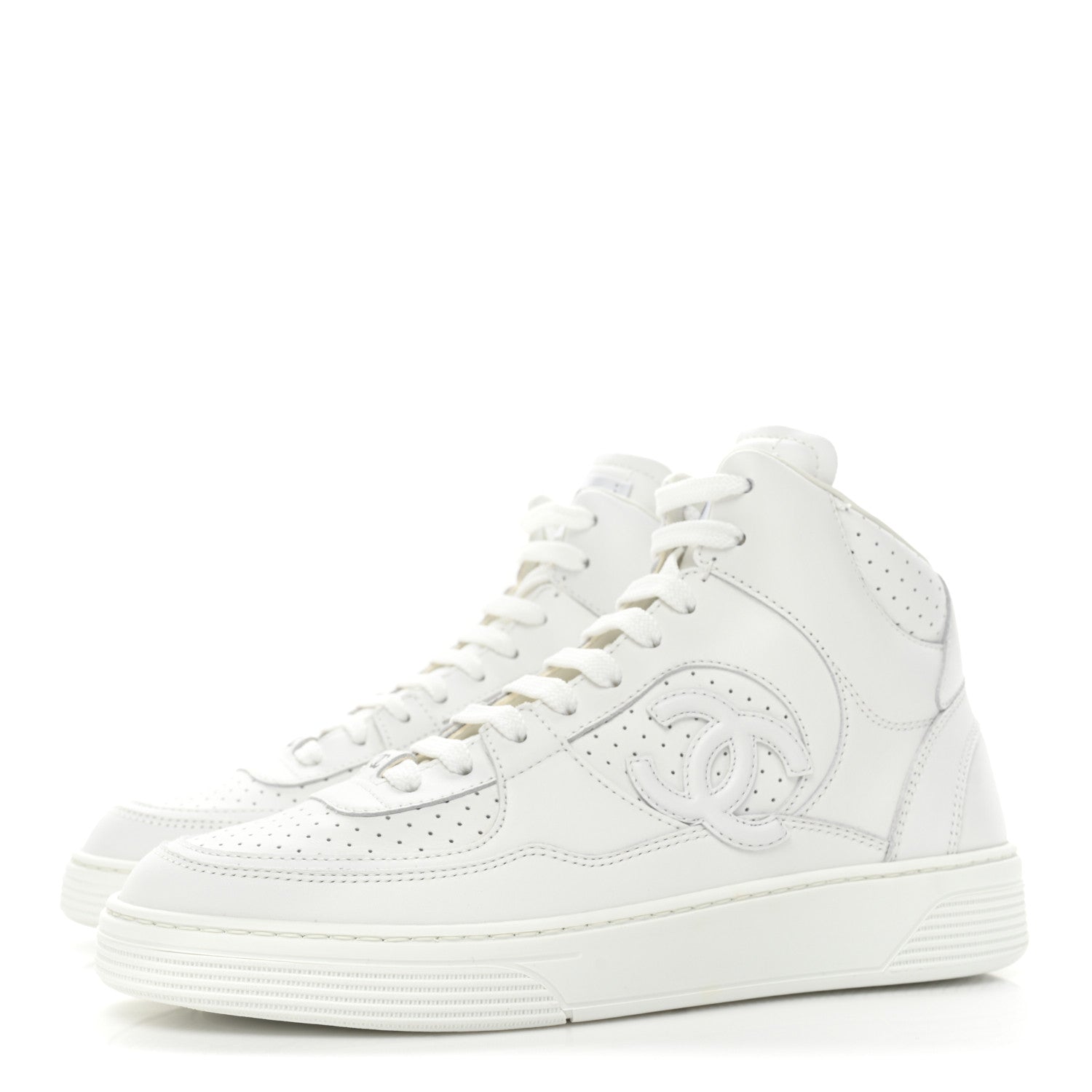 Chanel Calfskin CC High Top Sneaker 38 White 3 of 9
