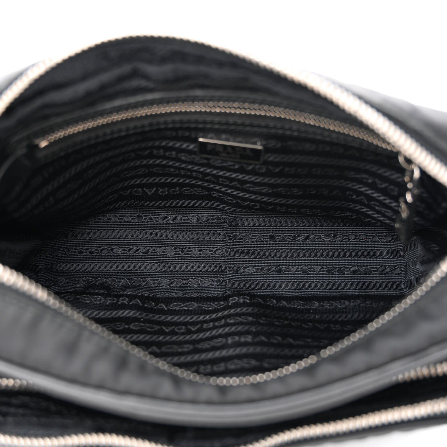 Prada Nylon Saffiano Vela Double Zip Crossbody Bag Black 5 of 12