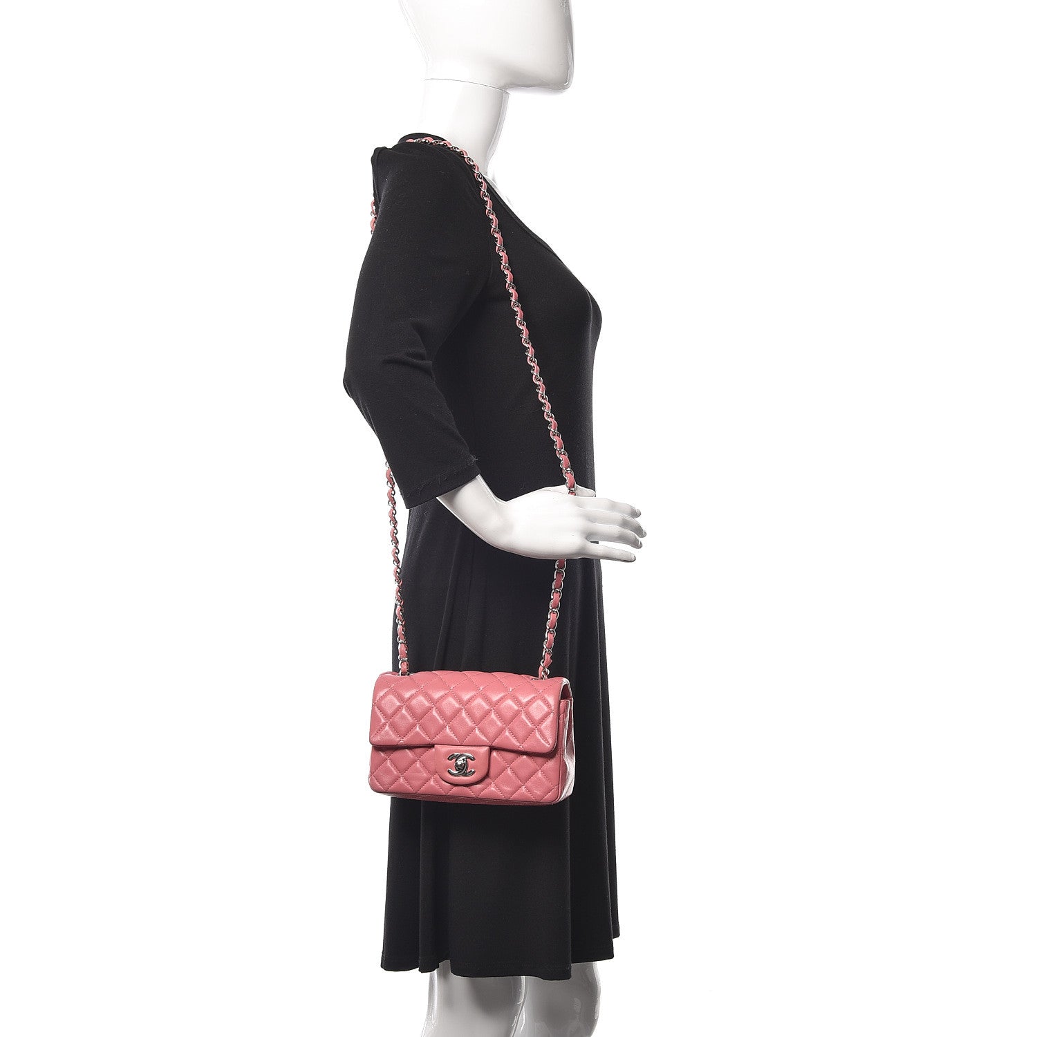 Chanel Lambskin Quilted Mini Rectangular Flap Pink 2 of 9