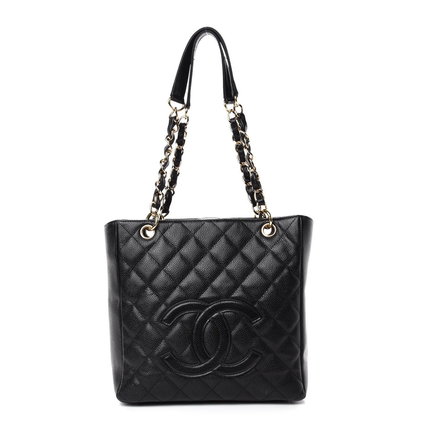 Caviar Quilted Petit Shopping Tote PST Black