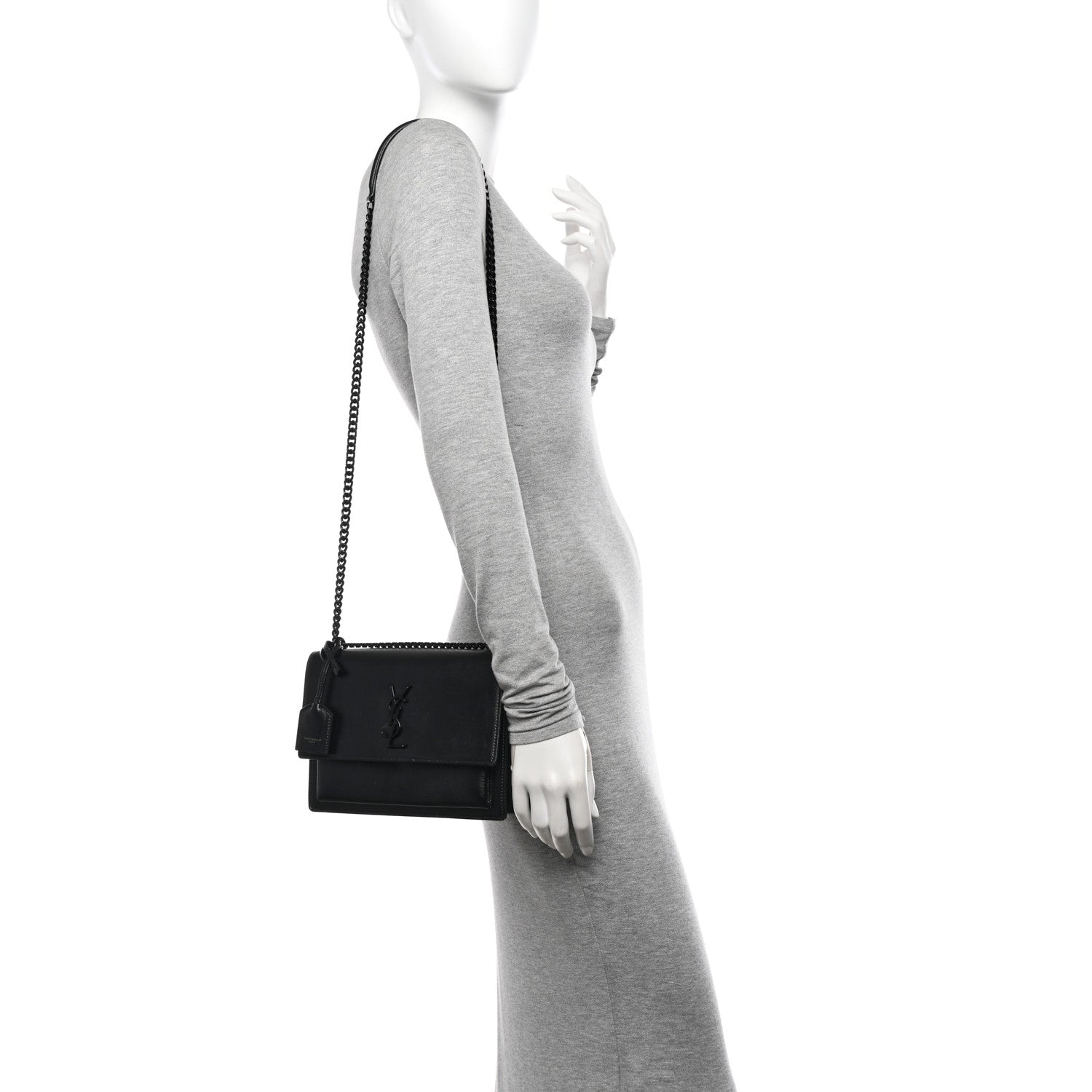 Saint Laurent Calfskin Medium Monogram Monochrome Sunset Black 2 of 9