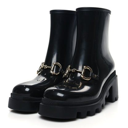 Gucci Rubber Womens Horsebit Ankle Boots 38 Black 3 of 8