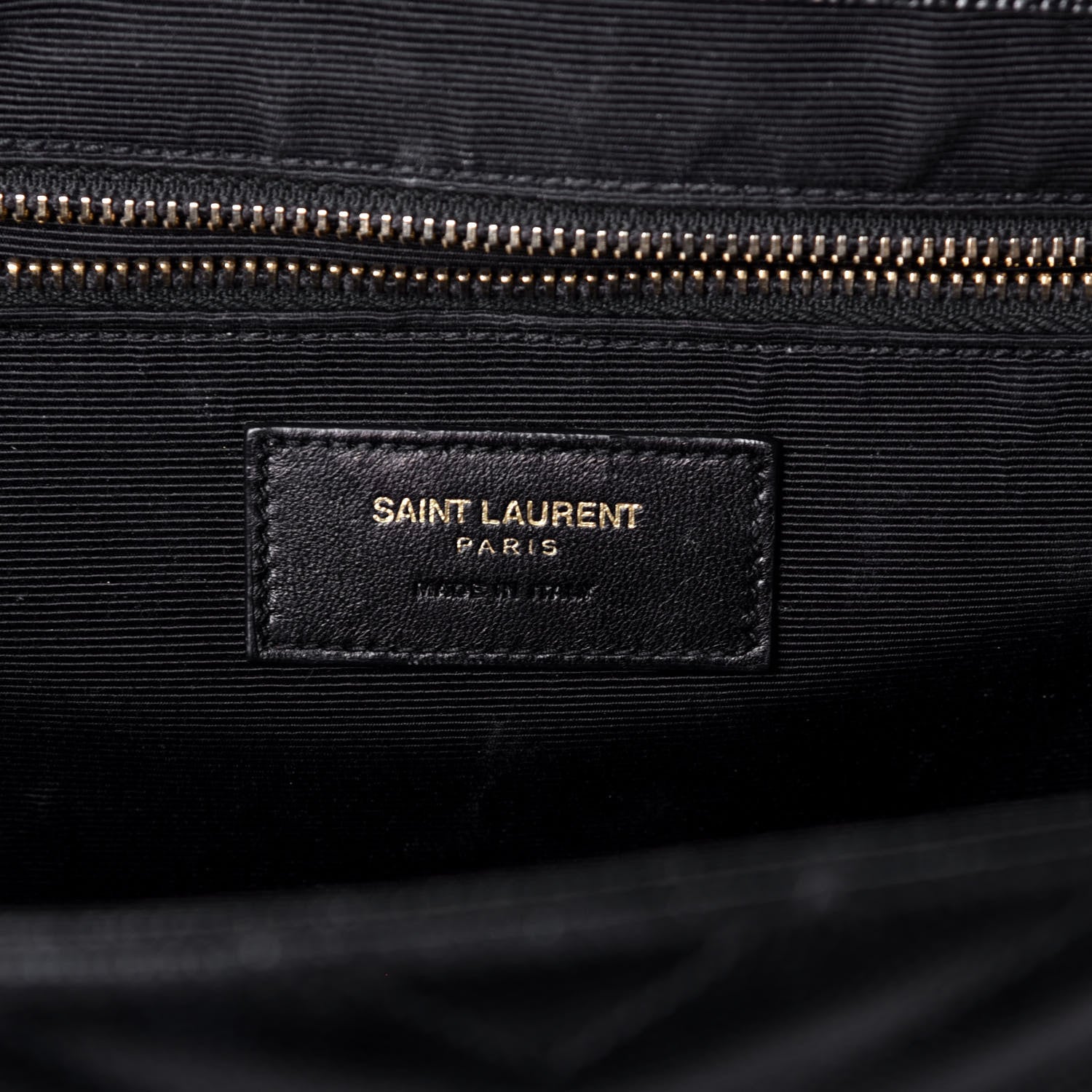 Saint Laurent Grain De Poudre Matelasse Chevron Large Monogram Satchel Black 6 of 9