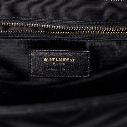 Saint Laurent Grain De Poudre Matelasse Chevron Large Monogram Satchel Black 6 of 9