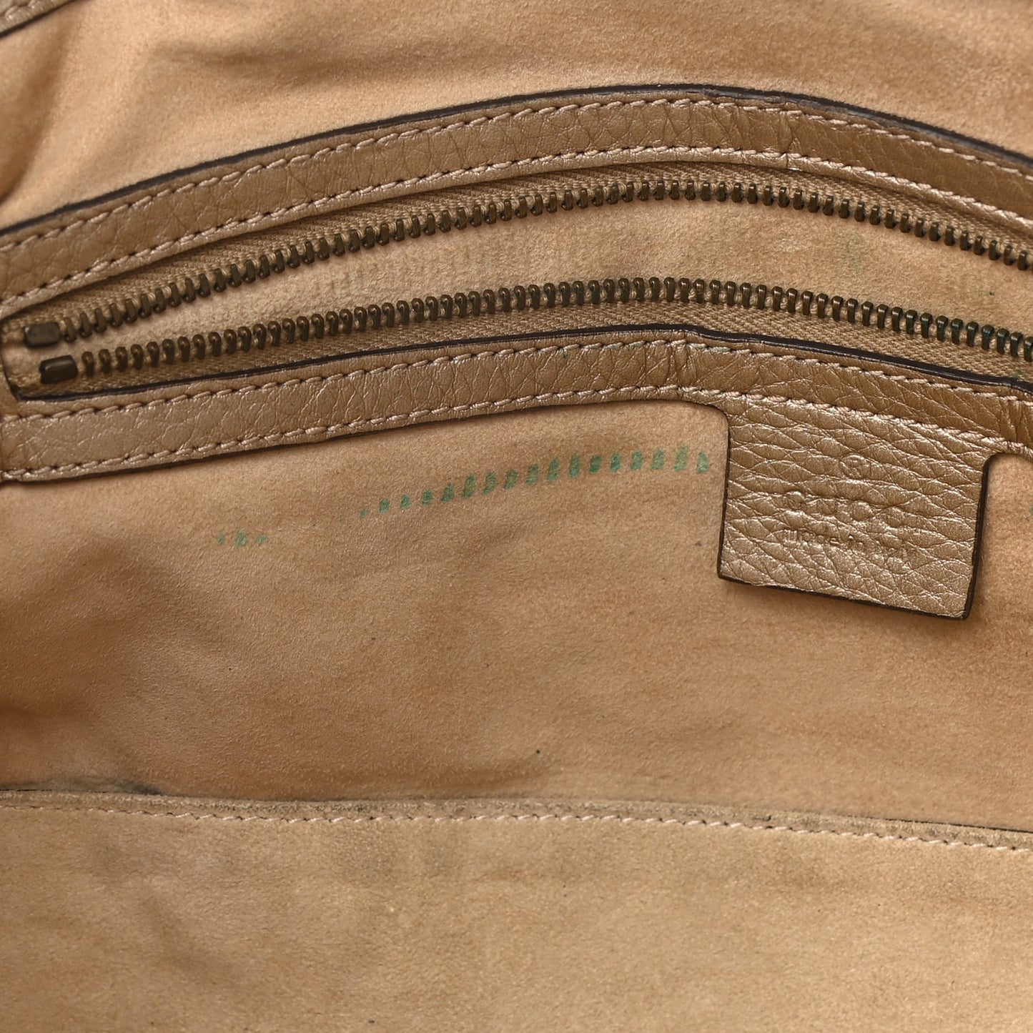 Metallic Pebbled Calfskin Medium 1973 Top Handle Satchel Golden Beige