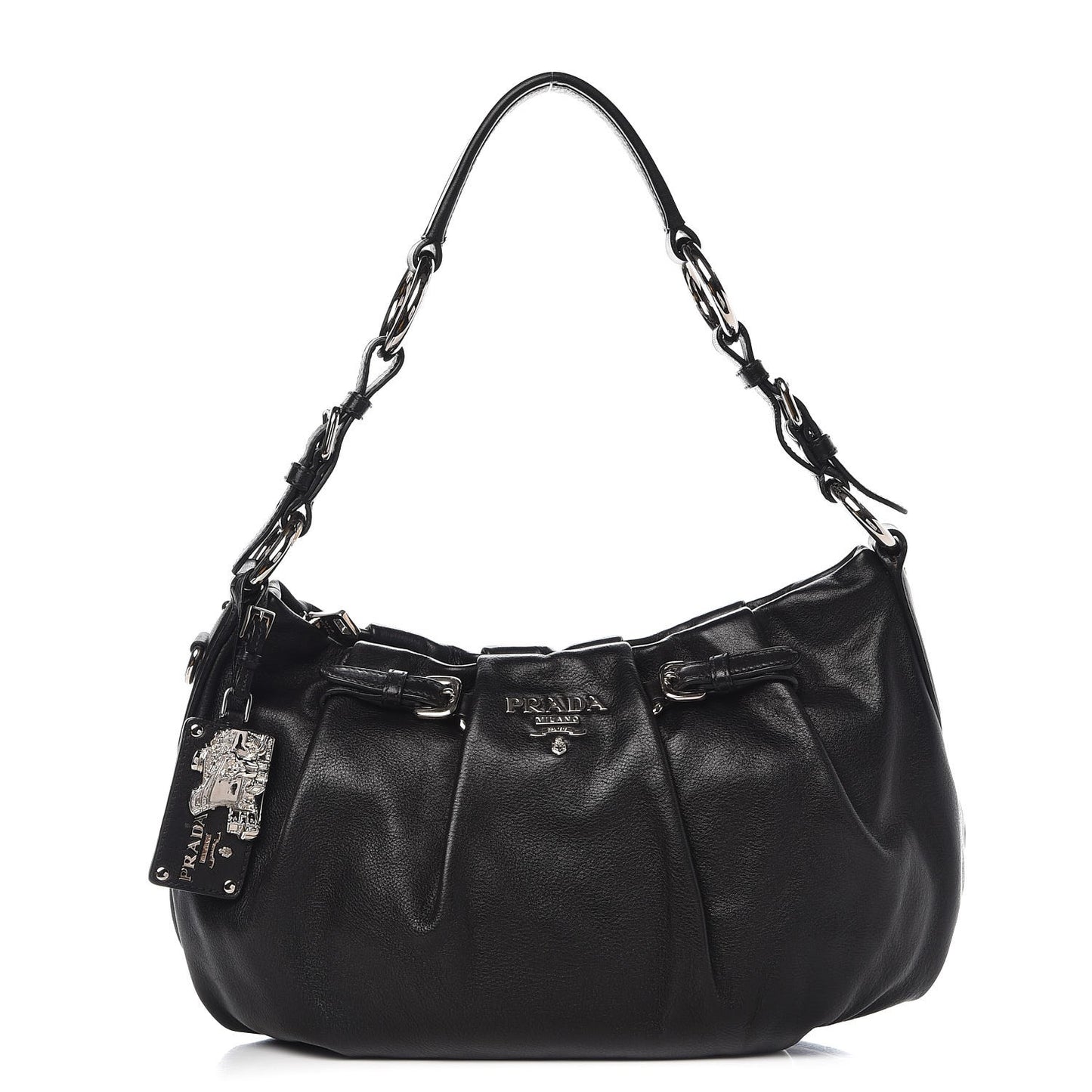 Soft Calf Pleated Hobo Black