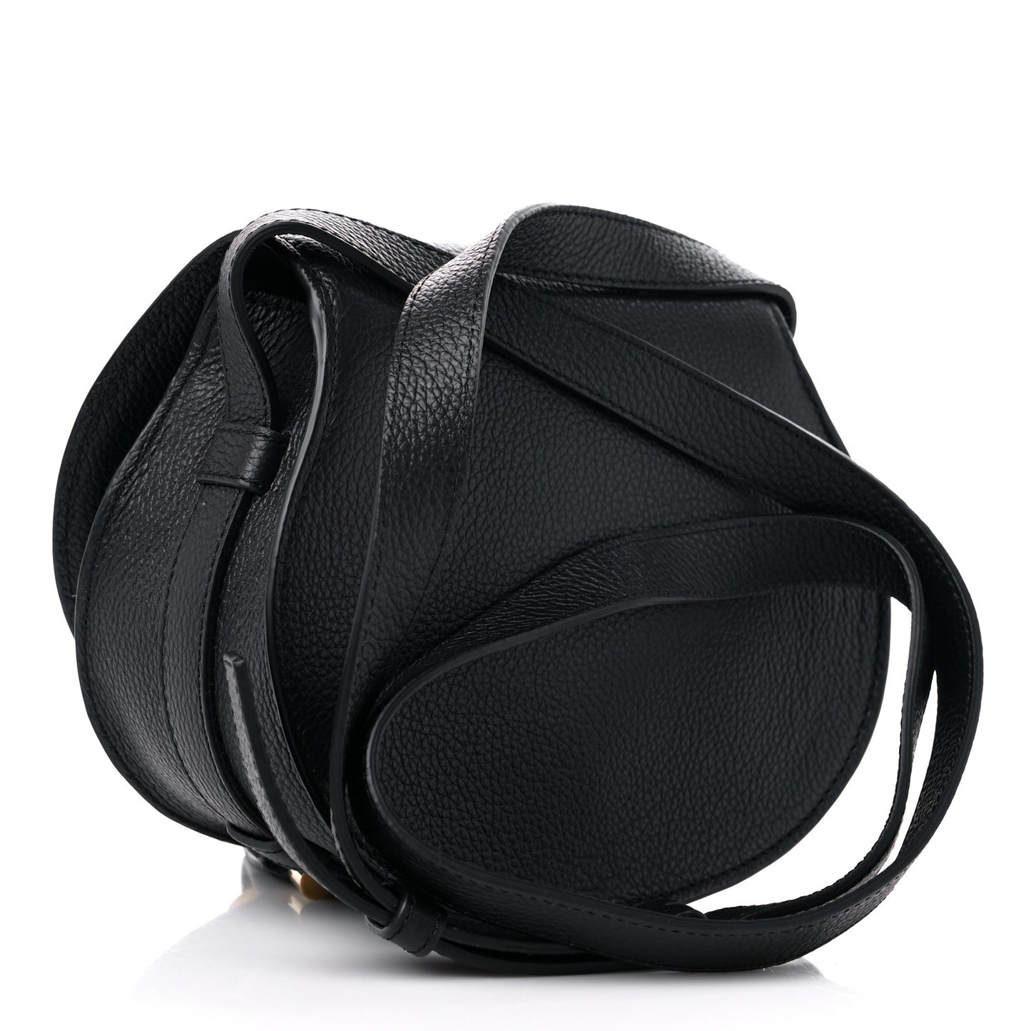Grained Calfskin Small Marcie Saddle Bag Black