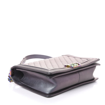 Chanel Iridescent Goatskin Quilted New Medium Boy Flap Purple 4 of 10