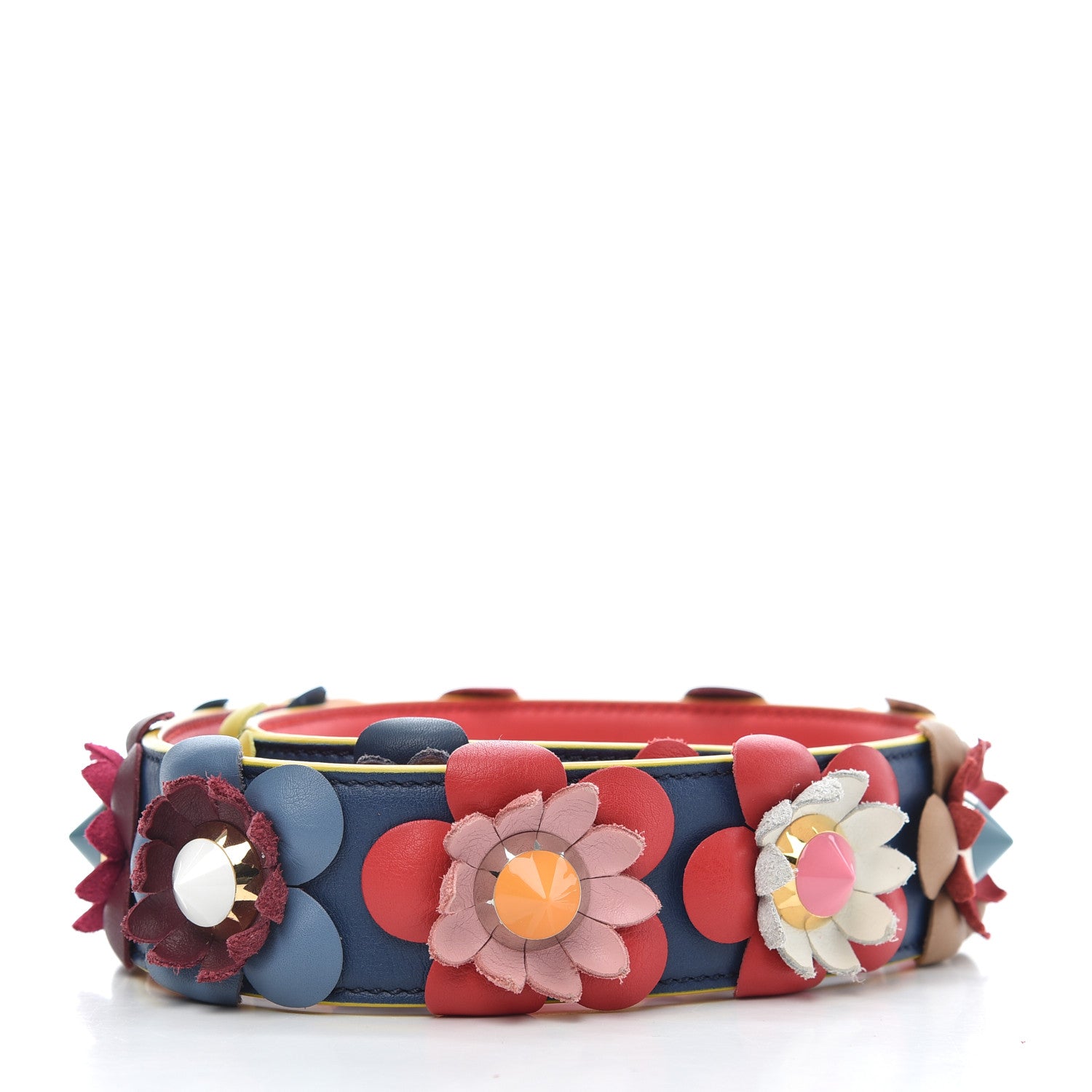Fendi Vitello Dolce Flowerland Studded Strap You Blue Corallo Multicolor 2 of 4