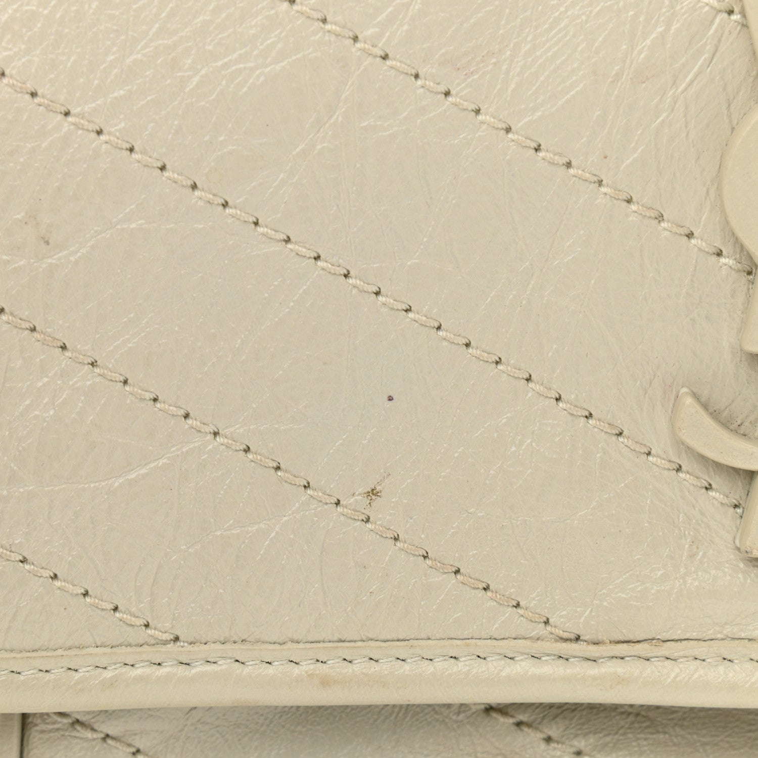 Saint Laurent Crinkled Calfskin Matelasse Monogram Medium Niki Chain Satchel Ivory 12 of 13