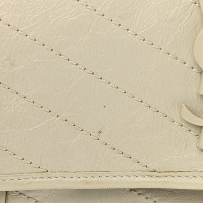Saint Laurent Crinkled Calfskin Matelasse Monogram Medium Niki Chain Satchel Ivory 12 of 13