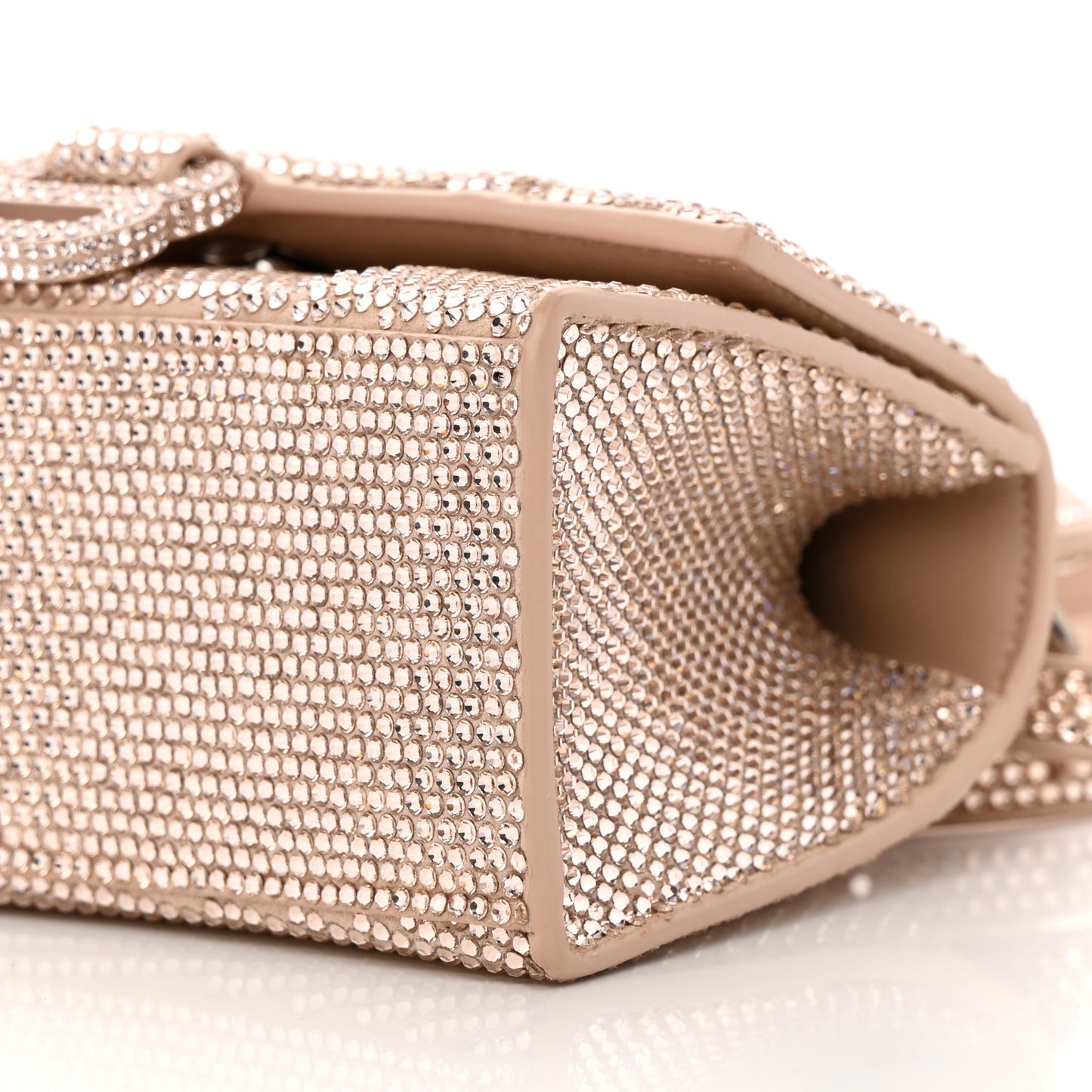 Strass Suede Hourglass Top Handle Bag XS Rose Gold