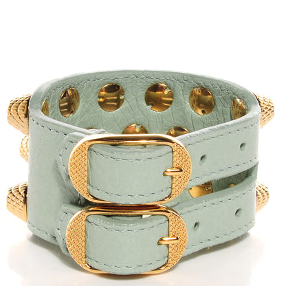 Balenciaga Agneau Arena Three Row Giant Gold Bracelet Vert Jade 3 of 6