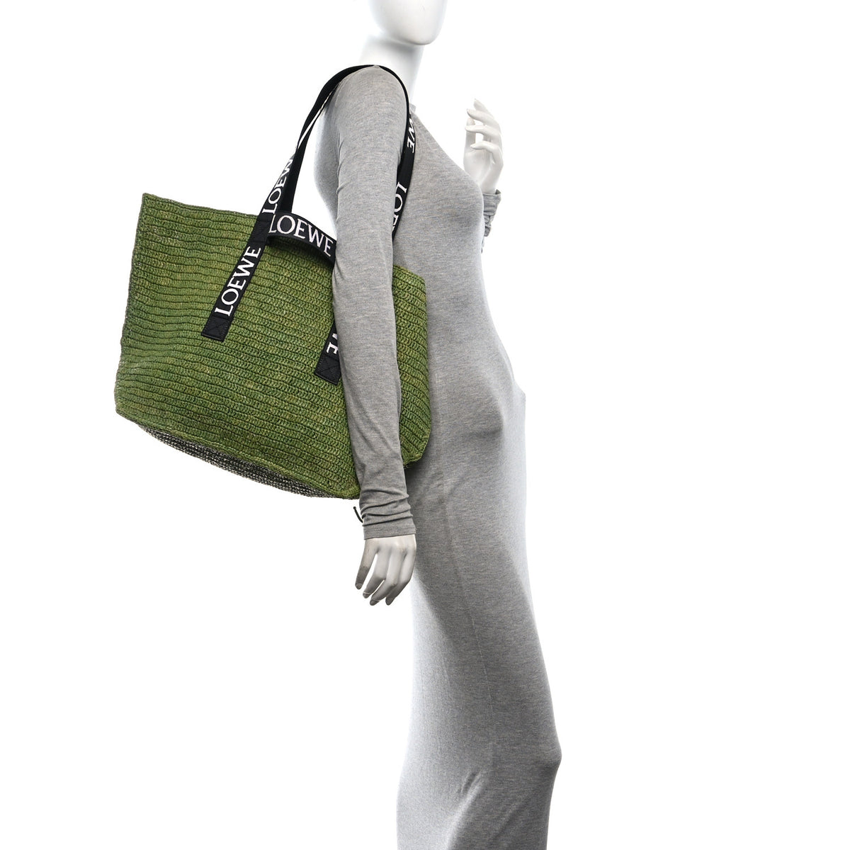Loewe Raffia Paulas Ibiza Fold Shopper Tote Green 2 of 10