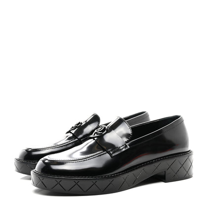 Chanel Shiny Calfskin Quilted CC Mocassin Loafers 41 Black 3 of 10