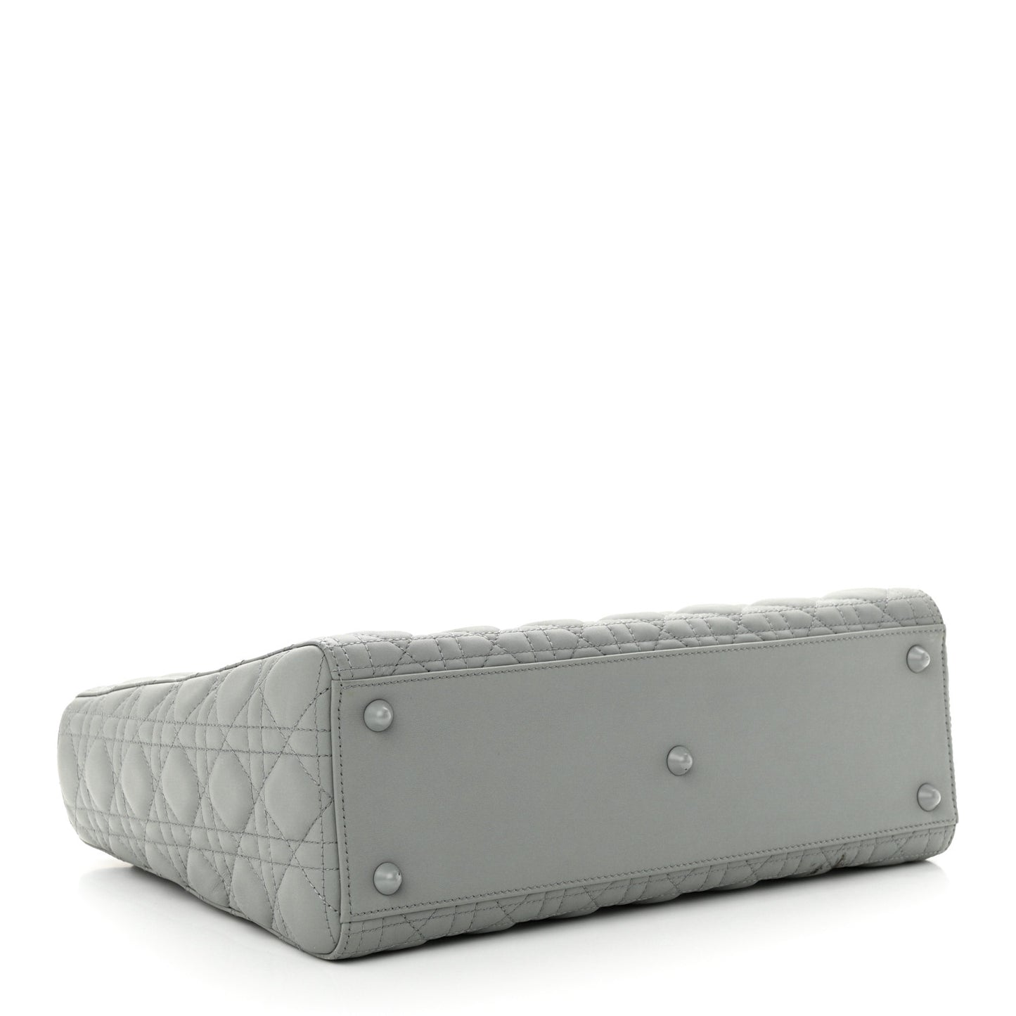 Ultra Matte Calfskin Cannage Large Lady Dior Grey Stone