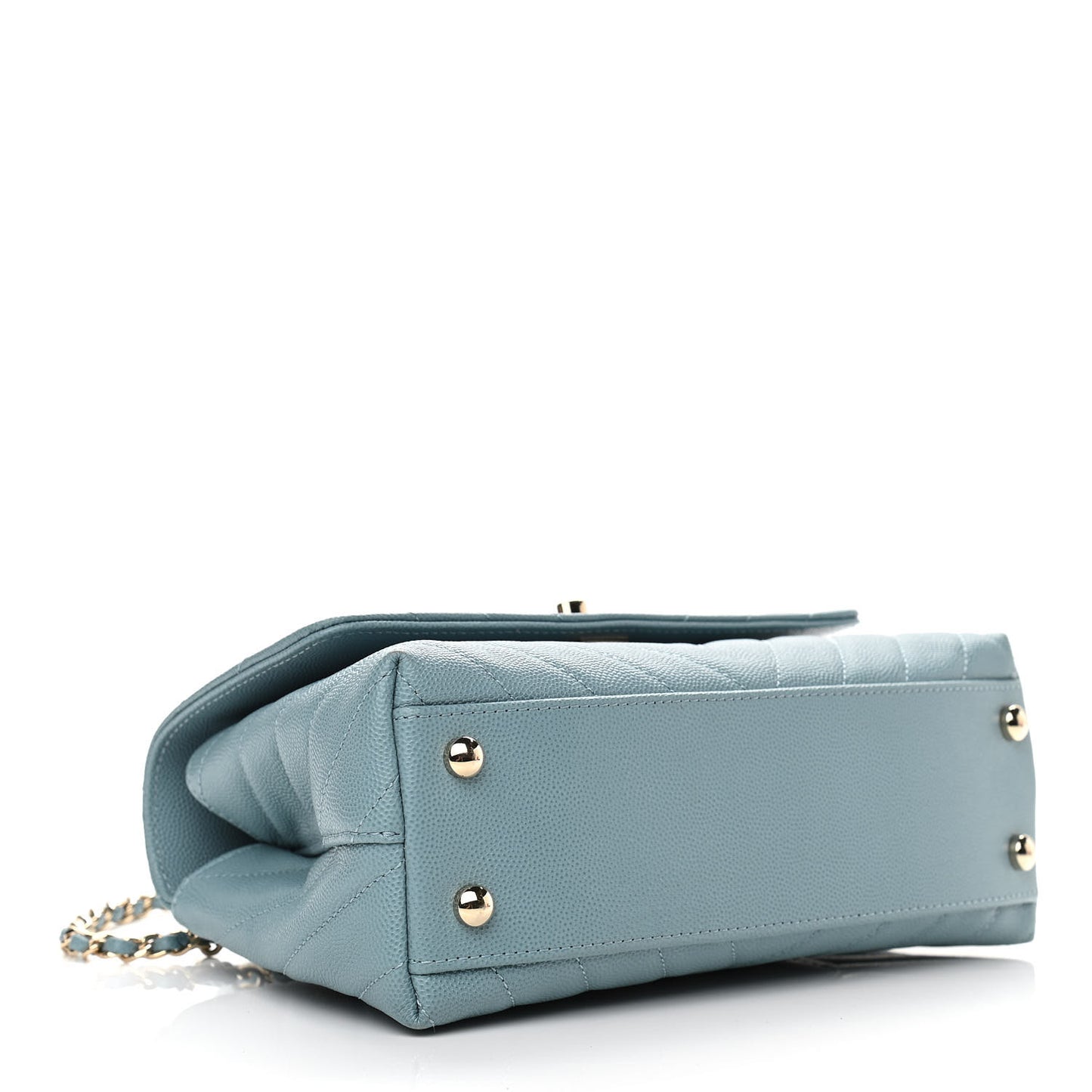 Caviar Chevron Quilted Mini Coco Handle Flap Sky Blue